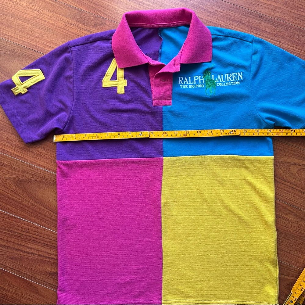 RALPH LAUREN BIG PONY COLLECTION Women Polo Shirt Size M/L Big Logo Color Block - Picture 7 of 12